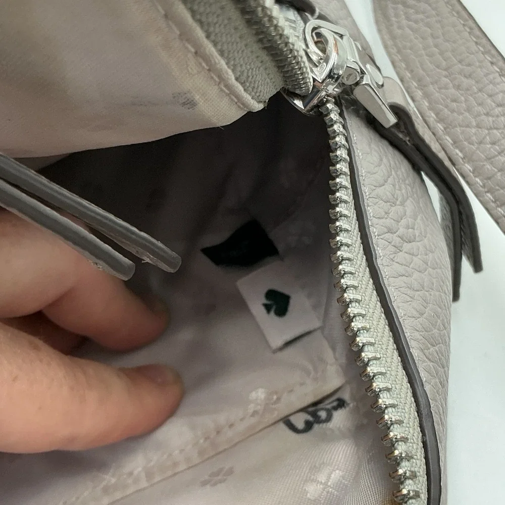 Kate Spade New York Pebbled Leather Dome‎ Backpack Taupe Grey Silver Hardware